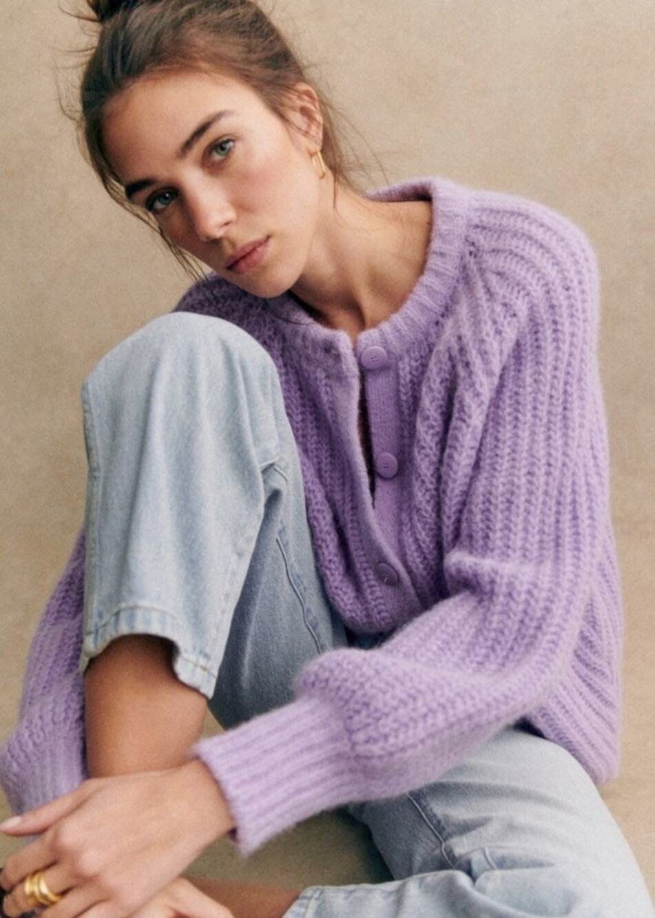 Sézane Emile Oversized Cardigan Sweater In Wisteria